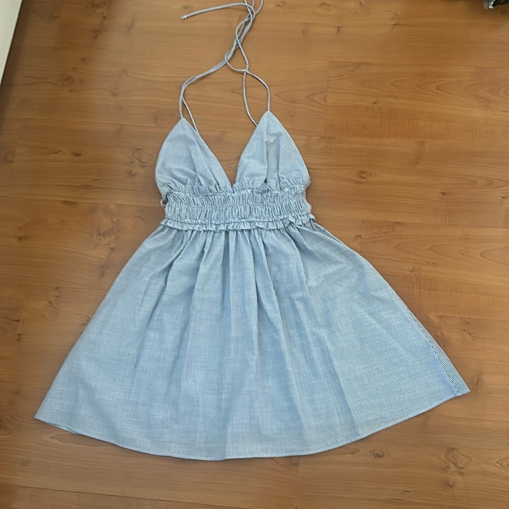 Zara Pinstripe Summer Halter mini Dress